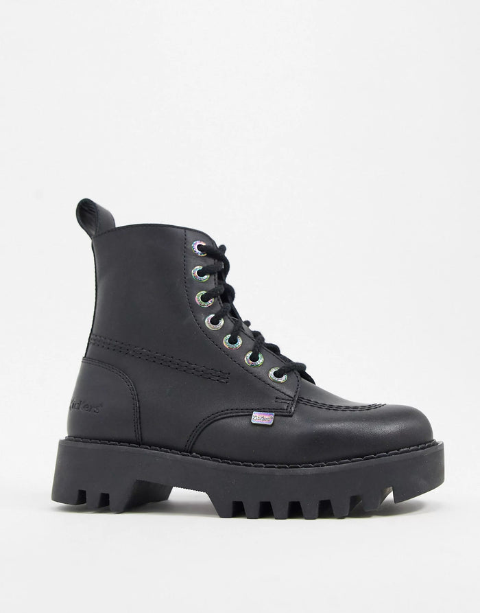 Kickers Womens Exclusive Kizziie Ankle Boots In Black Patent Croc