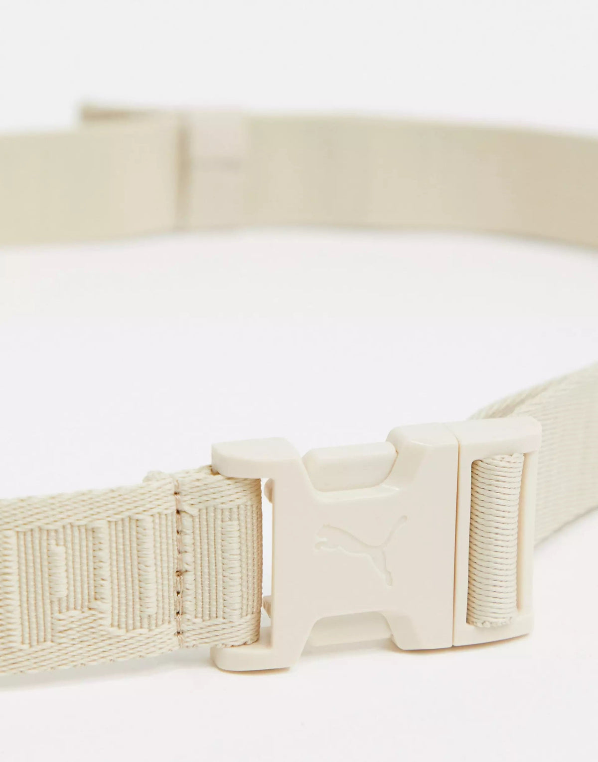 Puma Womens Logo Taping Belt With Clip Buckle In Beige