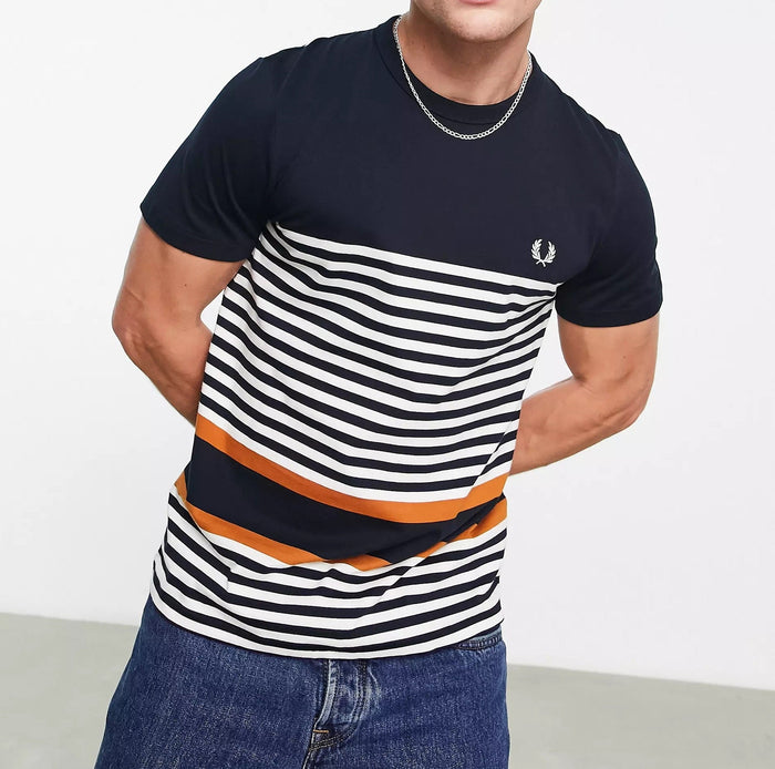 Fred Perry Mens Striped T-Shirt In Navy