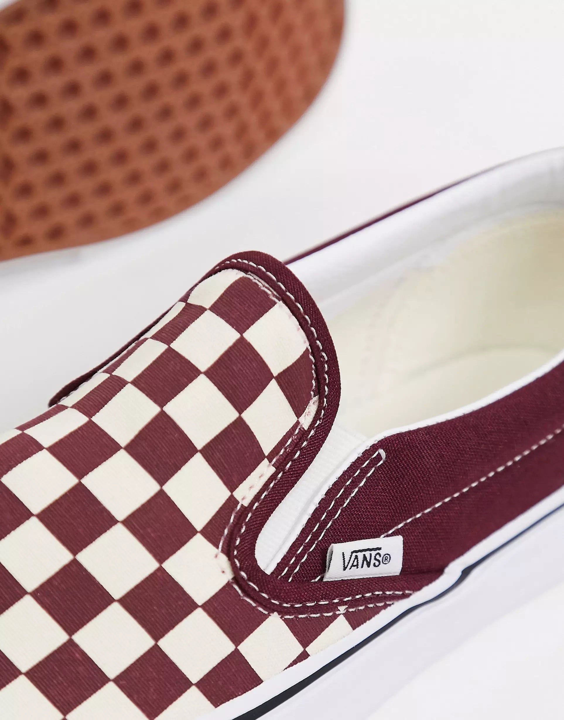 Burgundy checkerboard sale vans