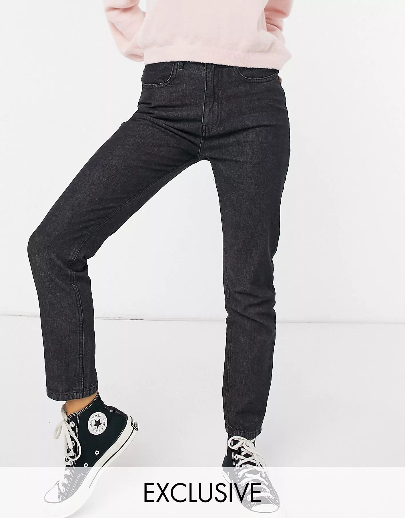 Daisy Street Womens Mom Jeans In Black Wash Denim