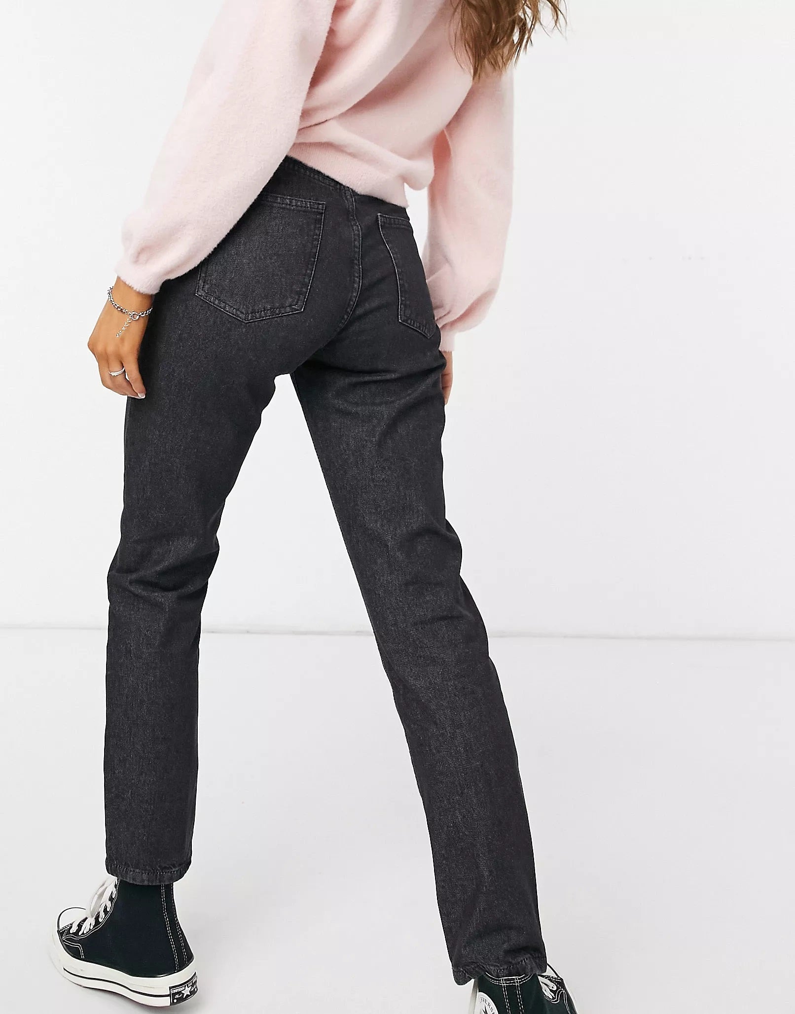 Daisy Street Womens Mom Jeans In Black Wash Denim