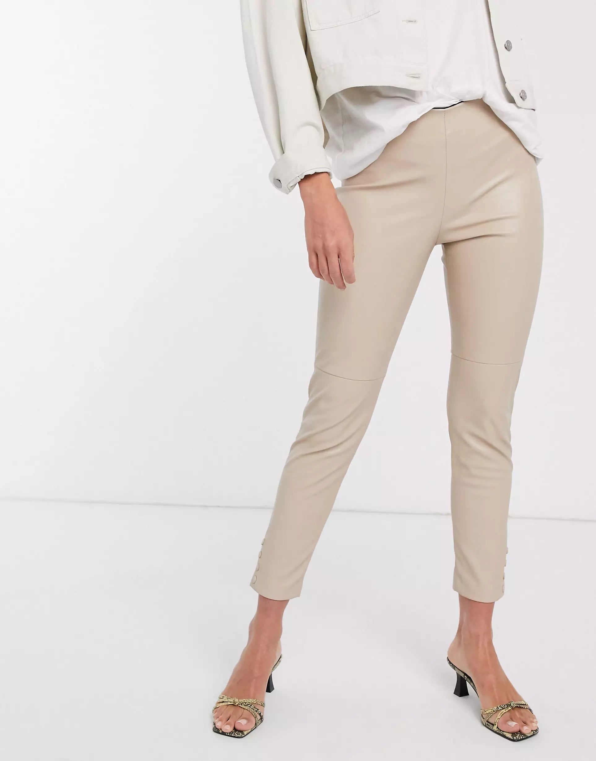 Isabel Marant Beige Leather Lace-Up Skinny Trousers S Isabel Marant | TLC