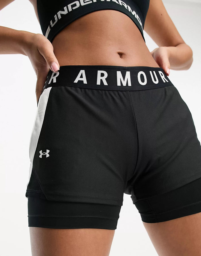 Under Armour Womens Training Play Up 2-In-1 Shorts In Black