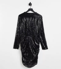 In The Style Womens Exclusive Sequin High Neck Dress in Black