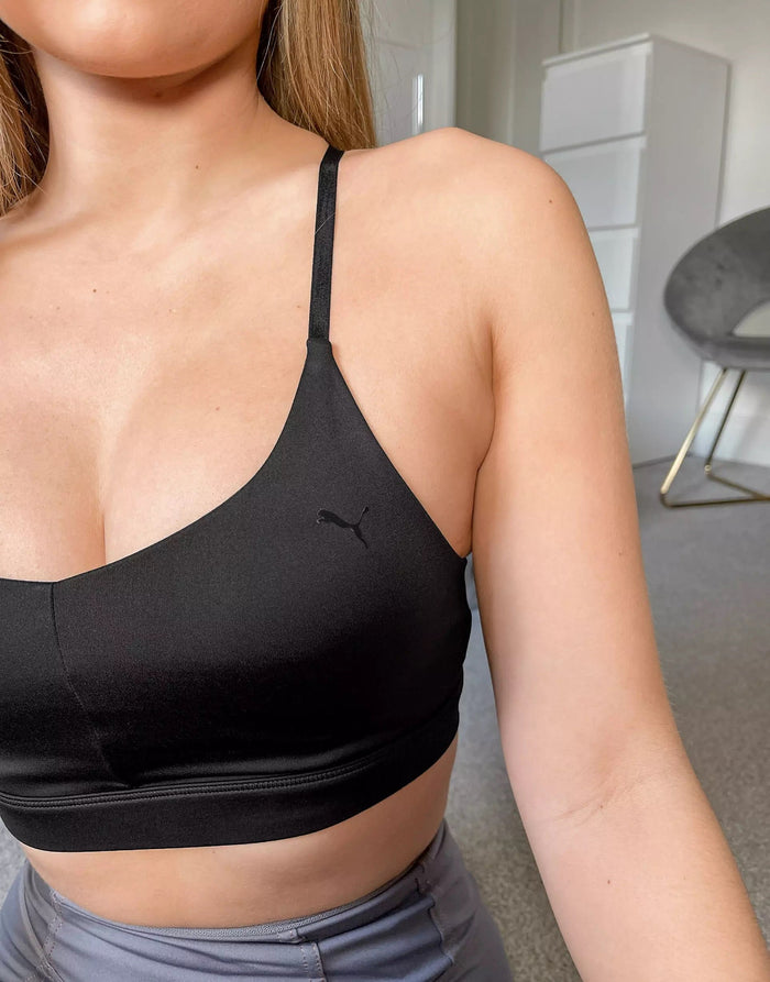 Puma Training Evoknit seamless light support sports bra in mocha