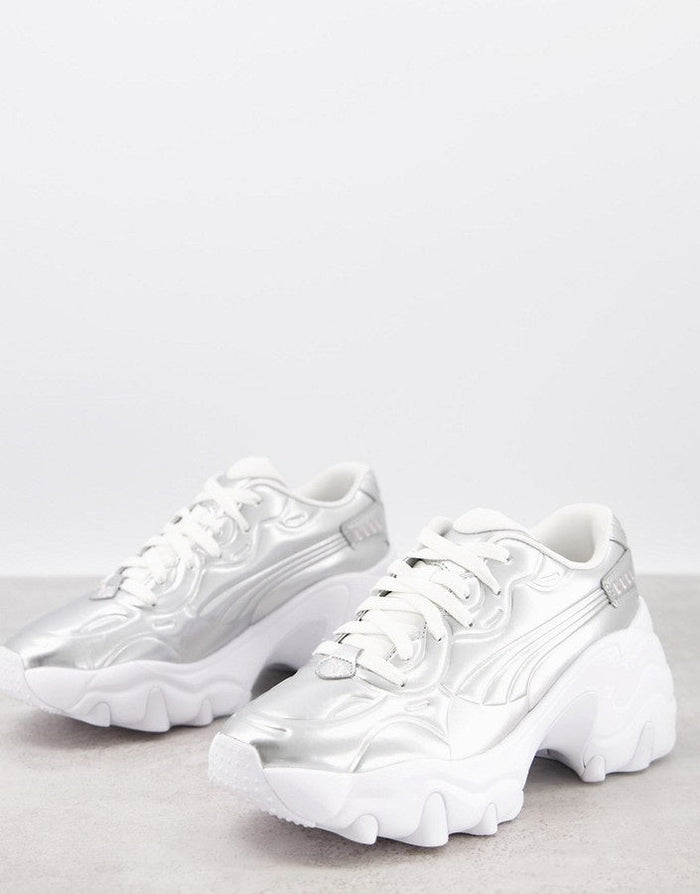 Puma Womens Pulsar Wedge Trainers In Metallic Silver