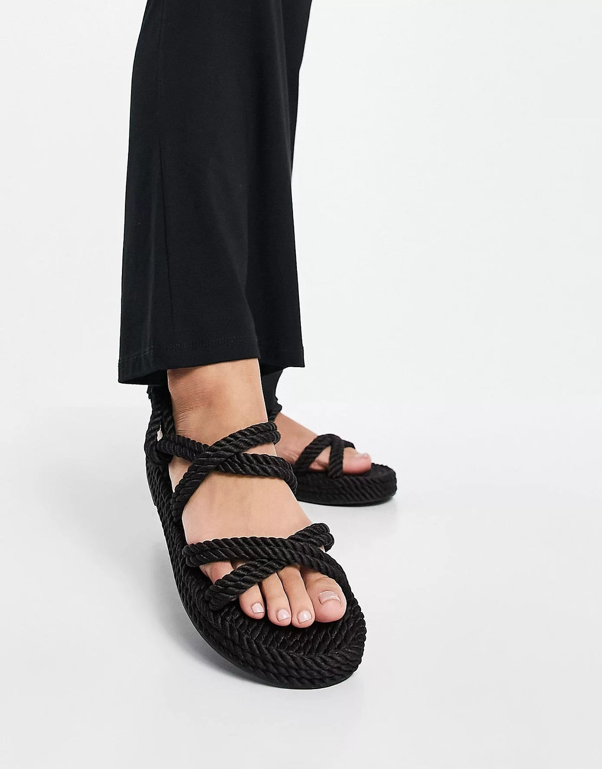 Raid Womens Wide Fit Rosa Rope Sandals In Black