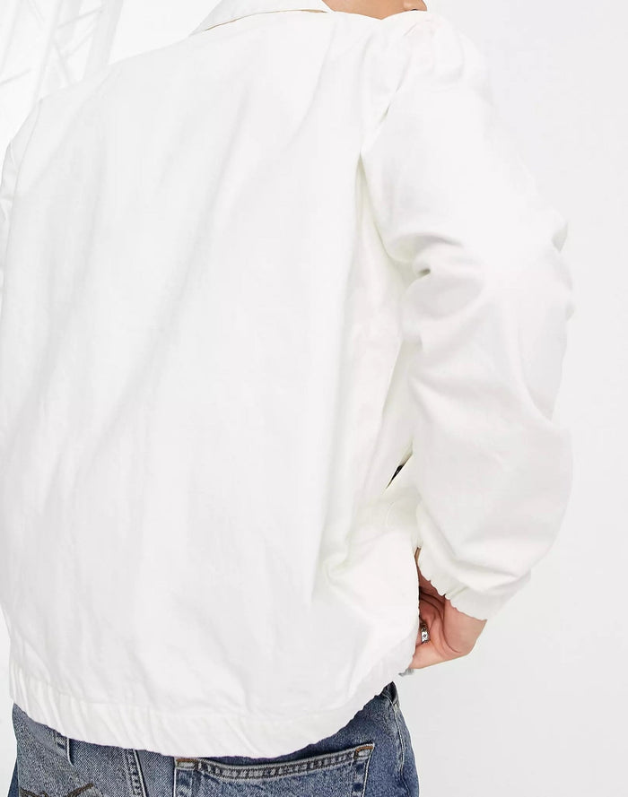Lyle & Scott Mens Denim Coach Zip Through Jacket In Off White