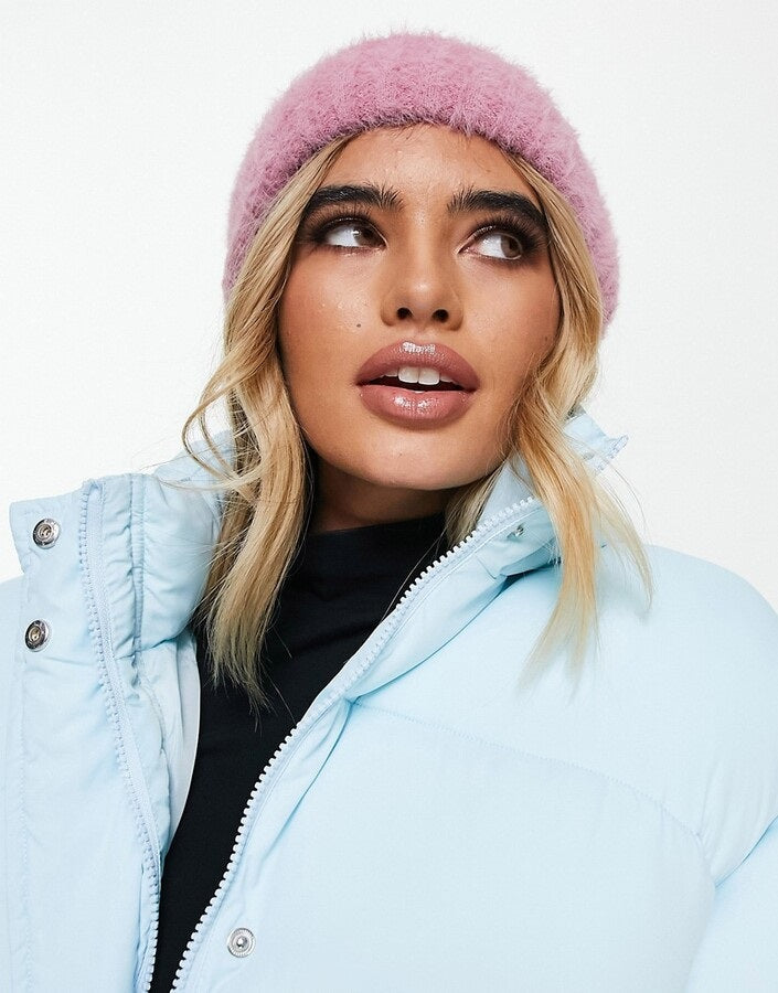 New Era Mens Exclusive Fluffy Ribbed Beanie In Dusky Pink