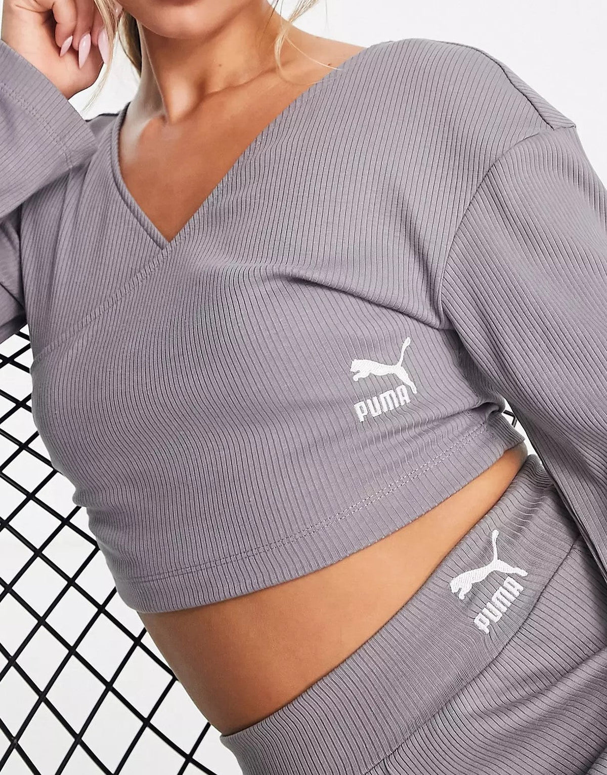 Puma Womens Ribbed Wrap Top In Storm Grey – Sale Lab UK