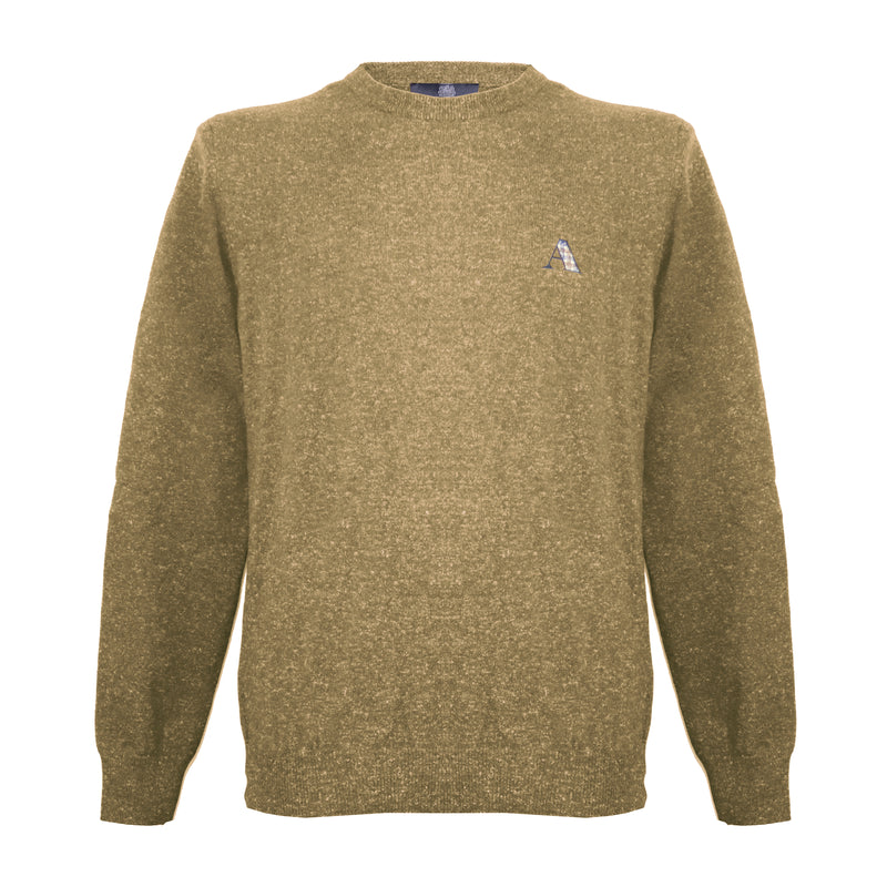 Aquascutum Mens Long Sleeved/Crew Neck Knitwear Jumper with Logo in Beige