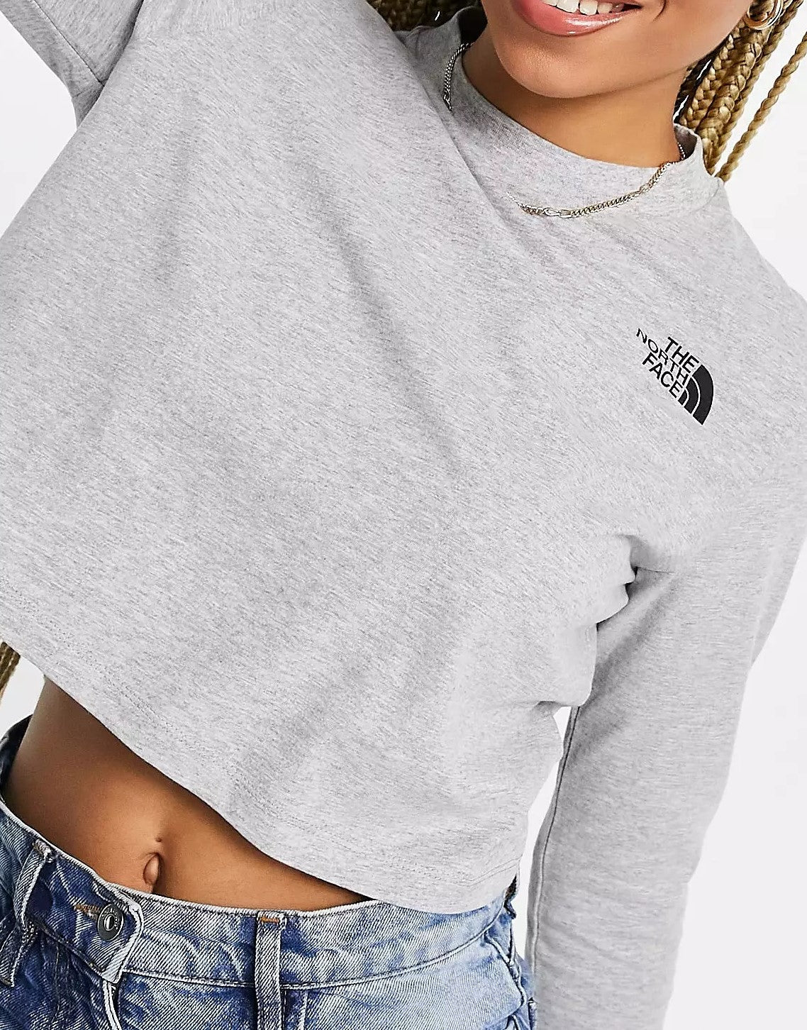 The North Face Womens Cropped Long Sleeve T-Shirt in Grey