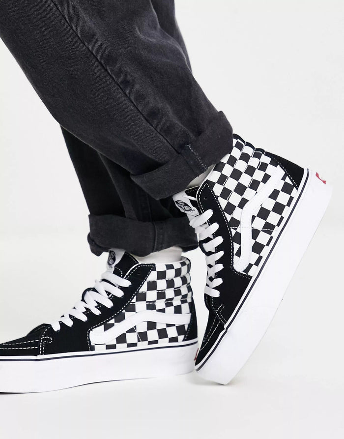 Vans Mens High Top Check Trainers in Black/White