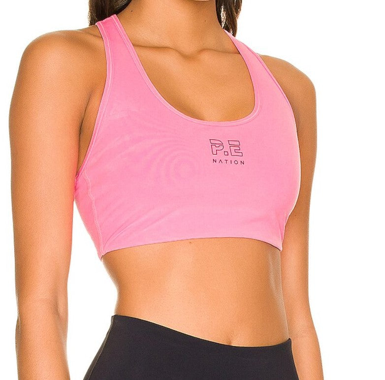 PE Nation Womens Half Time Sports Bra in Pink