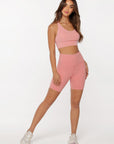 Lorna Jane Snow Wash Bike Short in Washed Quartz Pink