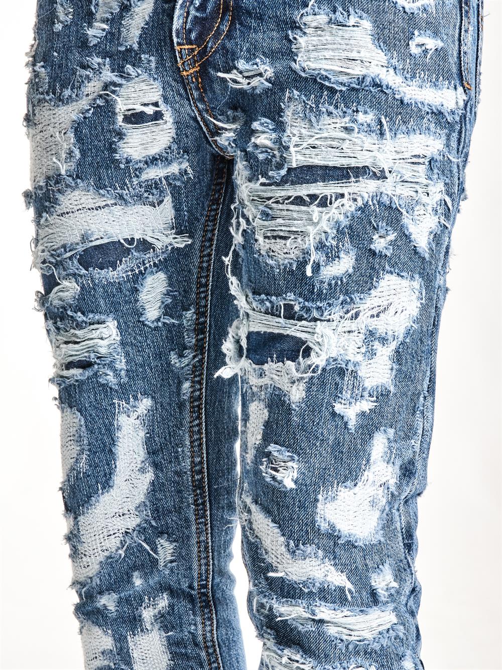 Mharky - Extremely Ripped Jeans in Blue