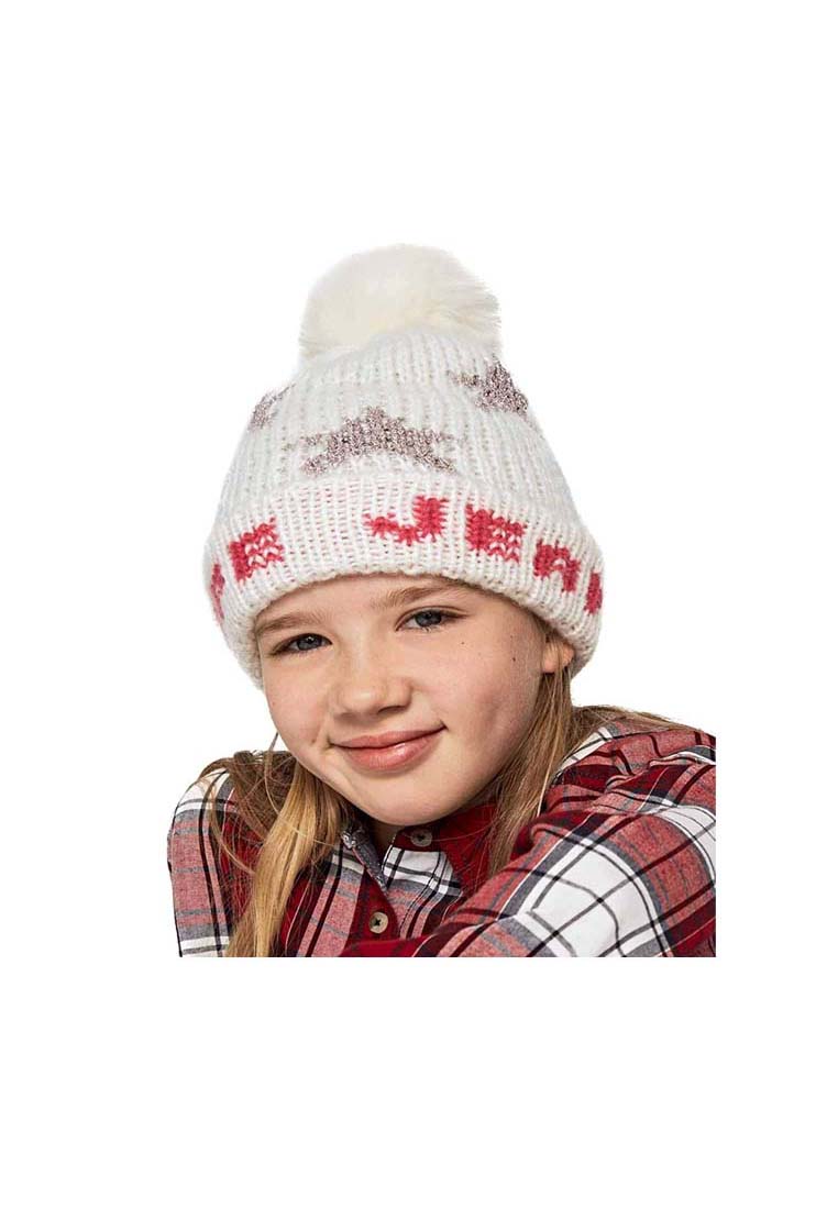 Pepe Jeans Girls Star Design Bobble Hat in White