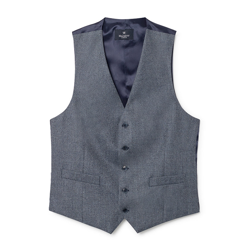 Men&#39;s Hackett, Brushed Birdseye Waistcoat in Grey