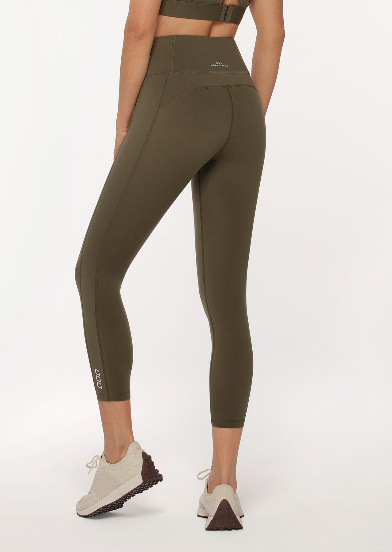 Lorna Jane Ultimate Support Eco Ankle Biter Leggings in Pale Olive Sale Lab UK