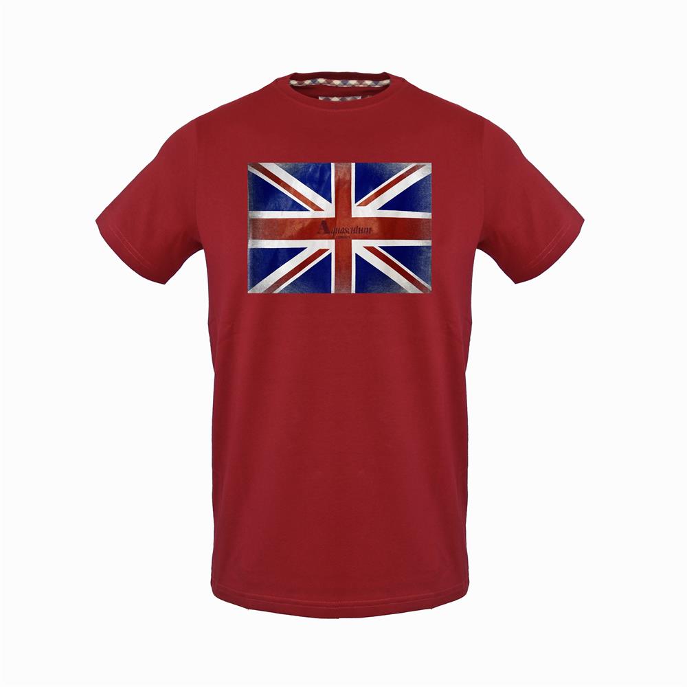 Aquascutum Mens T-Shirt with Union Jack Design in Red