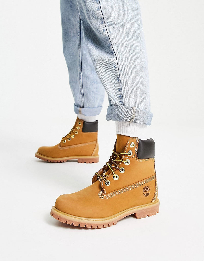 Timberland Womens 6 Inch Premium Lace Up Flat Boots In Rust