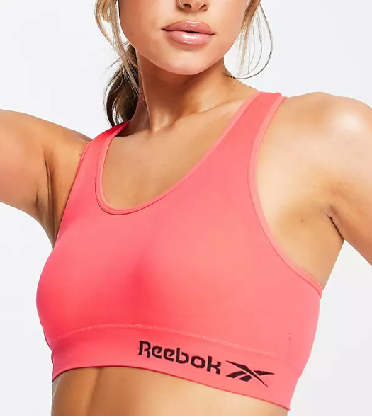 Reebok Womens Alexa Seamless Crop Top Bra In Neon Cherry