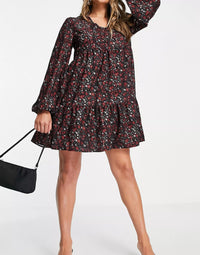 In The Style Jac Jossa Womens Ditsy Floral Smock Dress In Red
