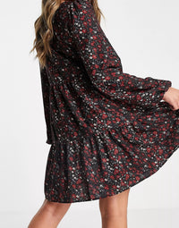 In The Style Jac Jossa Womens Ditsy Floral Smock Dress In Red