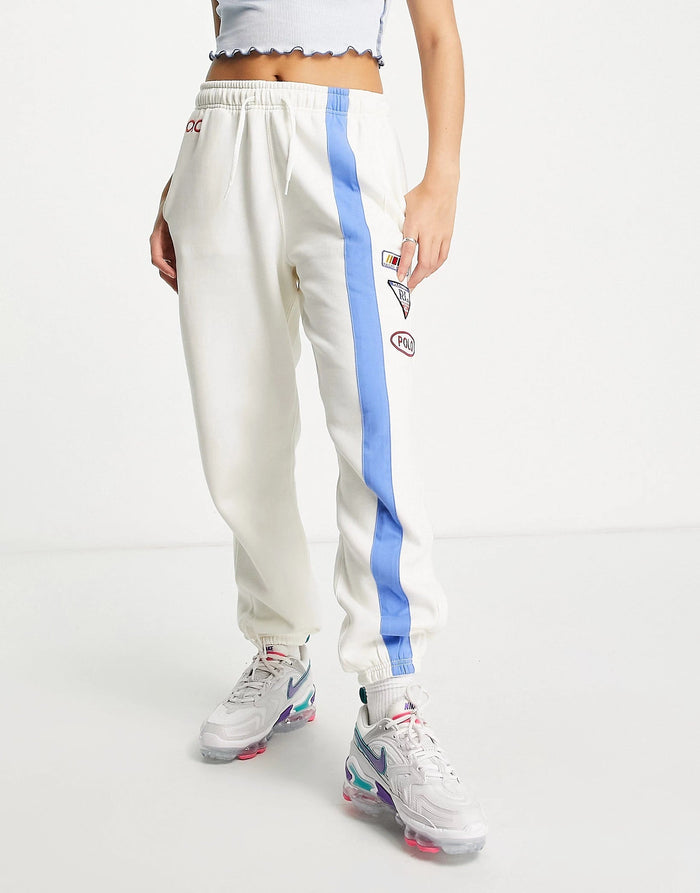 Polo Ralph Lauren Womens Stripe Logo Jogger In Cream