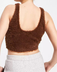 Reebok Womens Cosy Fluffy Bralette In Brown