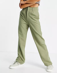 Daisy Street Womens High Waisted Dad Trousers In Green Co-Ord
