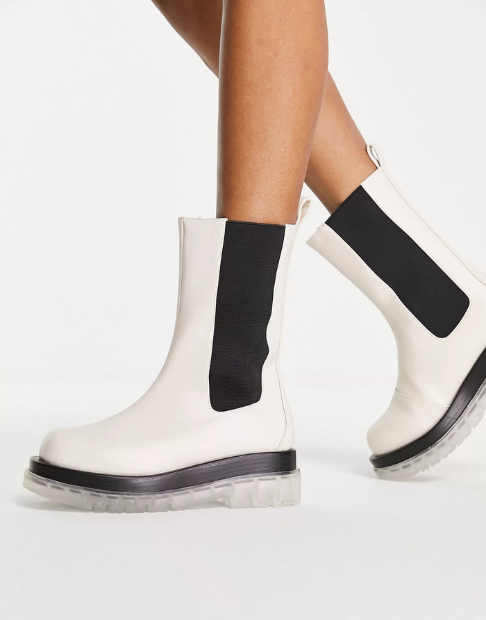 Raid Womens Wide Fit Neville Pull On Calf Boots in White