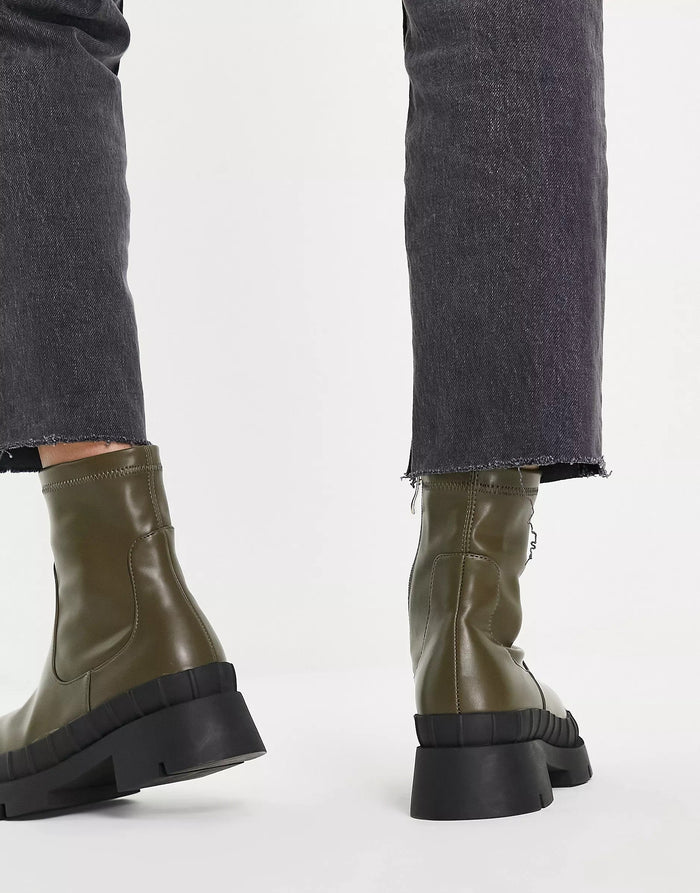 Raid Womens Wide Fit Wella Chunky Ankle Boots In Khaki