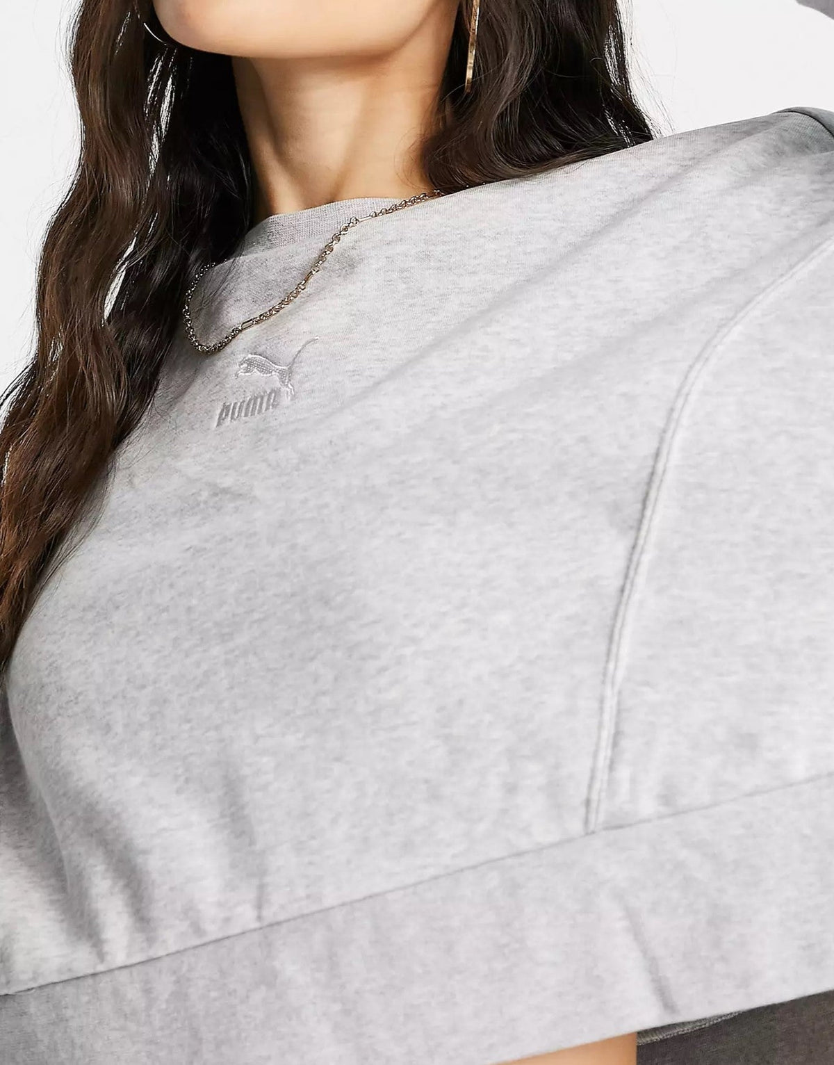 Puma Womens Oversized Boxy Sweatshirt In Grey