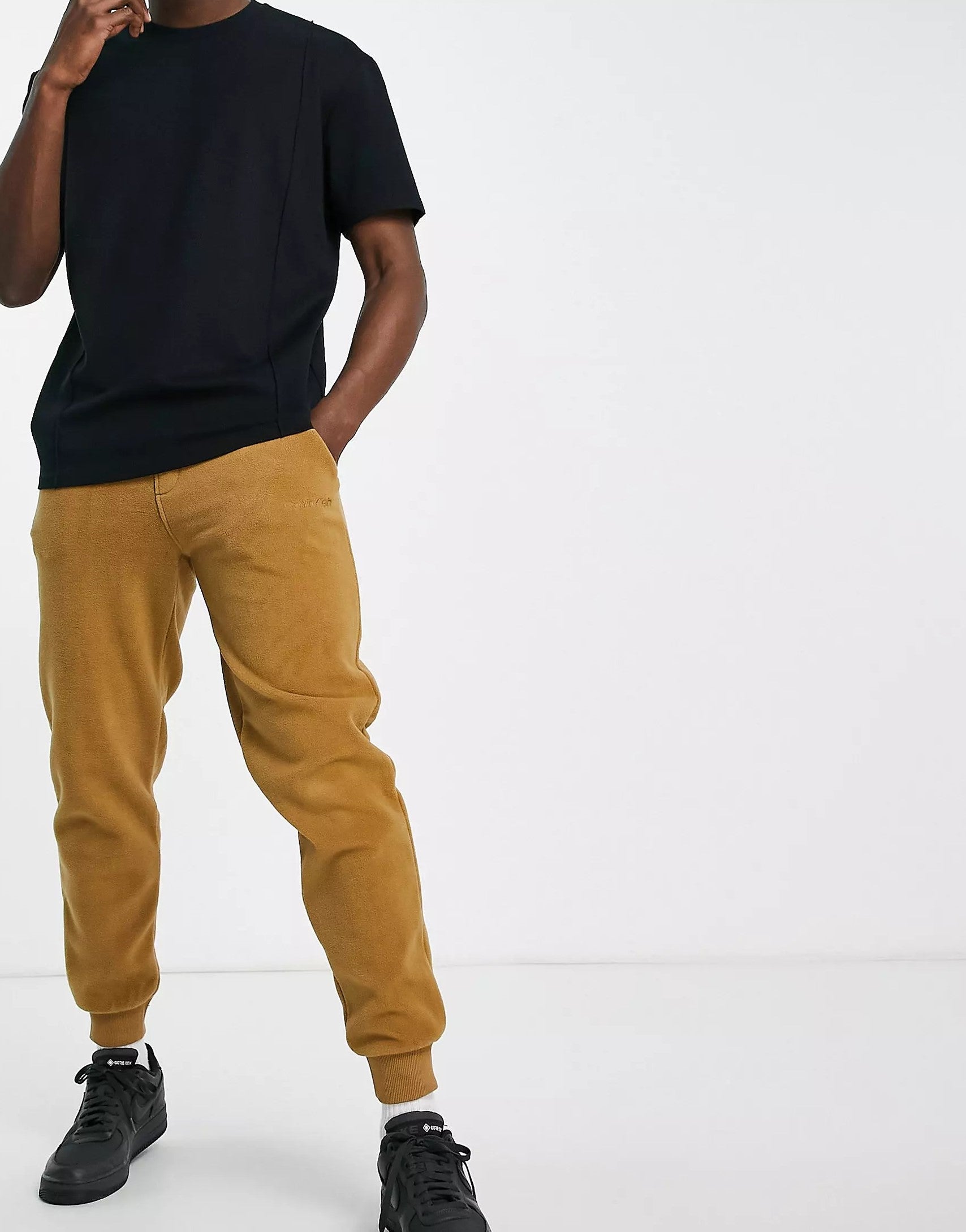 Calvin Klein Mens Polar Fleece Joggers In Tan