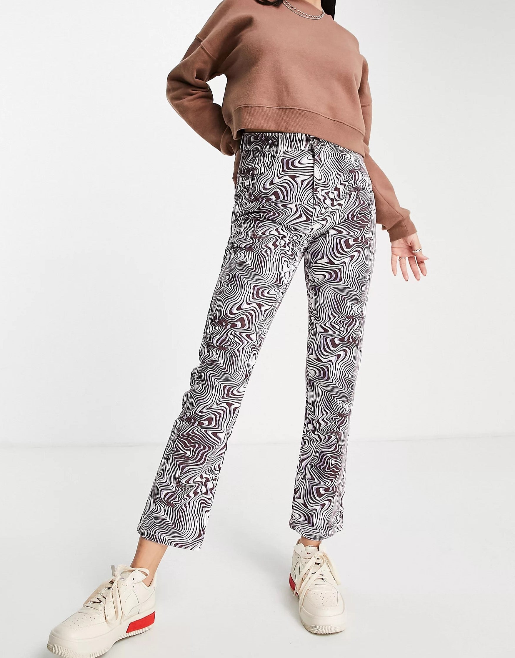 Daisy Street Womens High Waist Mom Jeans In Purple Wavy Denim