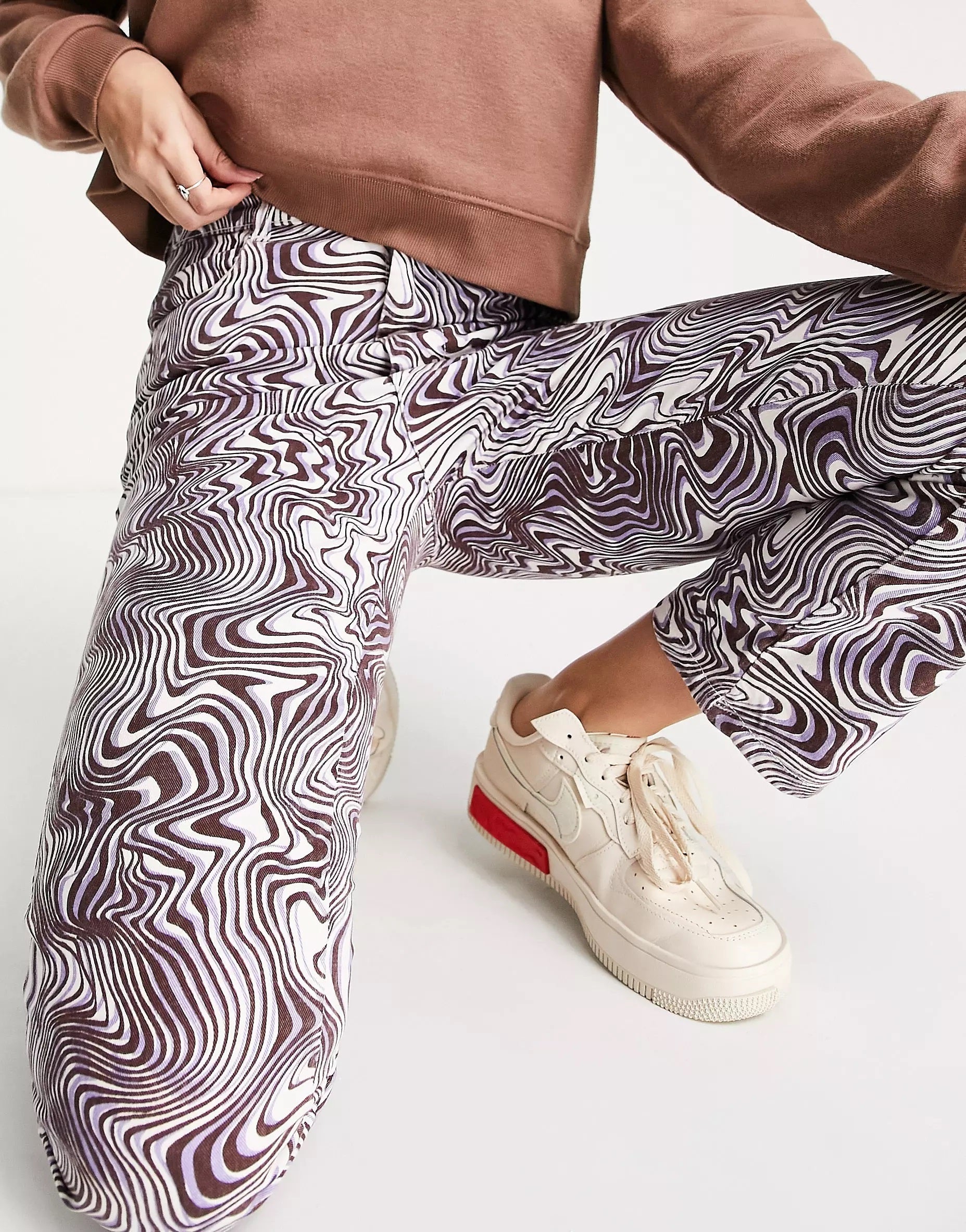 Daisy Street Womens High Waist Mom Jeans In Purple Wavy Denim