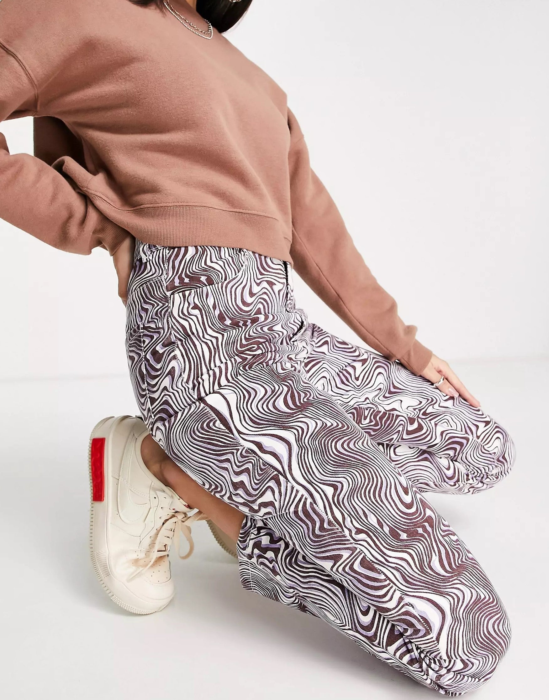 Daisy Street Womens High Waist Mom Jeans In Purple Wavy Denim