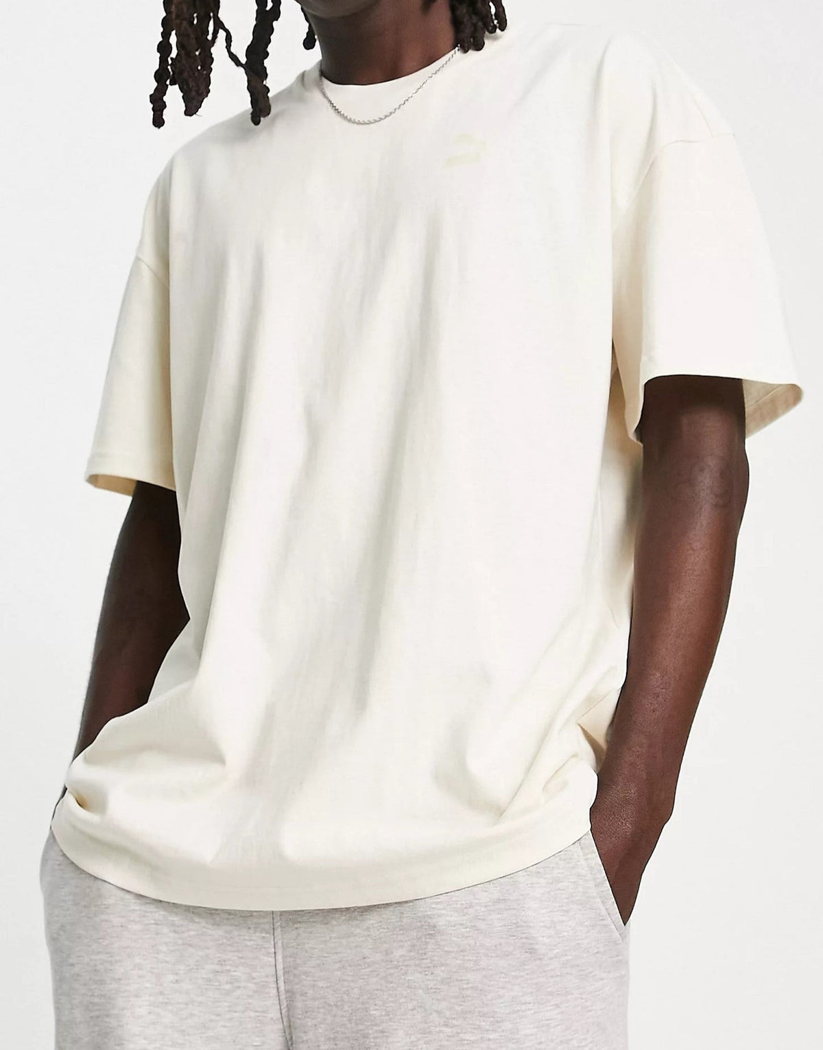 Puma Mens Classics Oversized T-Shirt In Off White