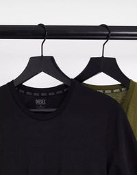 Diesel Mens Randal 2 Pack T-Shirts In Black & Khaki