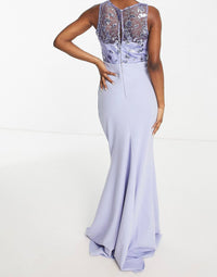 Goddiva Womens Sequin Detail Maxi Prom Dress In Blue