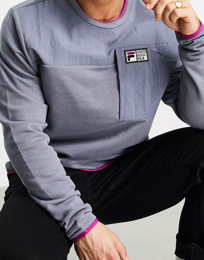 Fila Mens Colourblock Sweatshirt With Logo In Blue