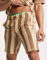 Puma Womens Downtown Towelling Shorts In Brown Stripe