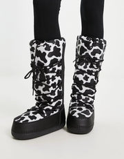 Truffle Collection Womens High Leg Snow Boots In Cow Print