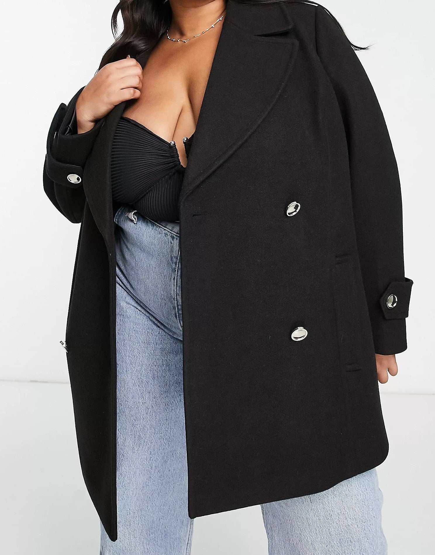 Black plus cheap size peacoat