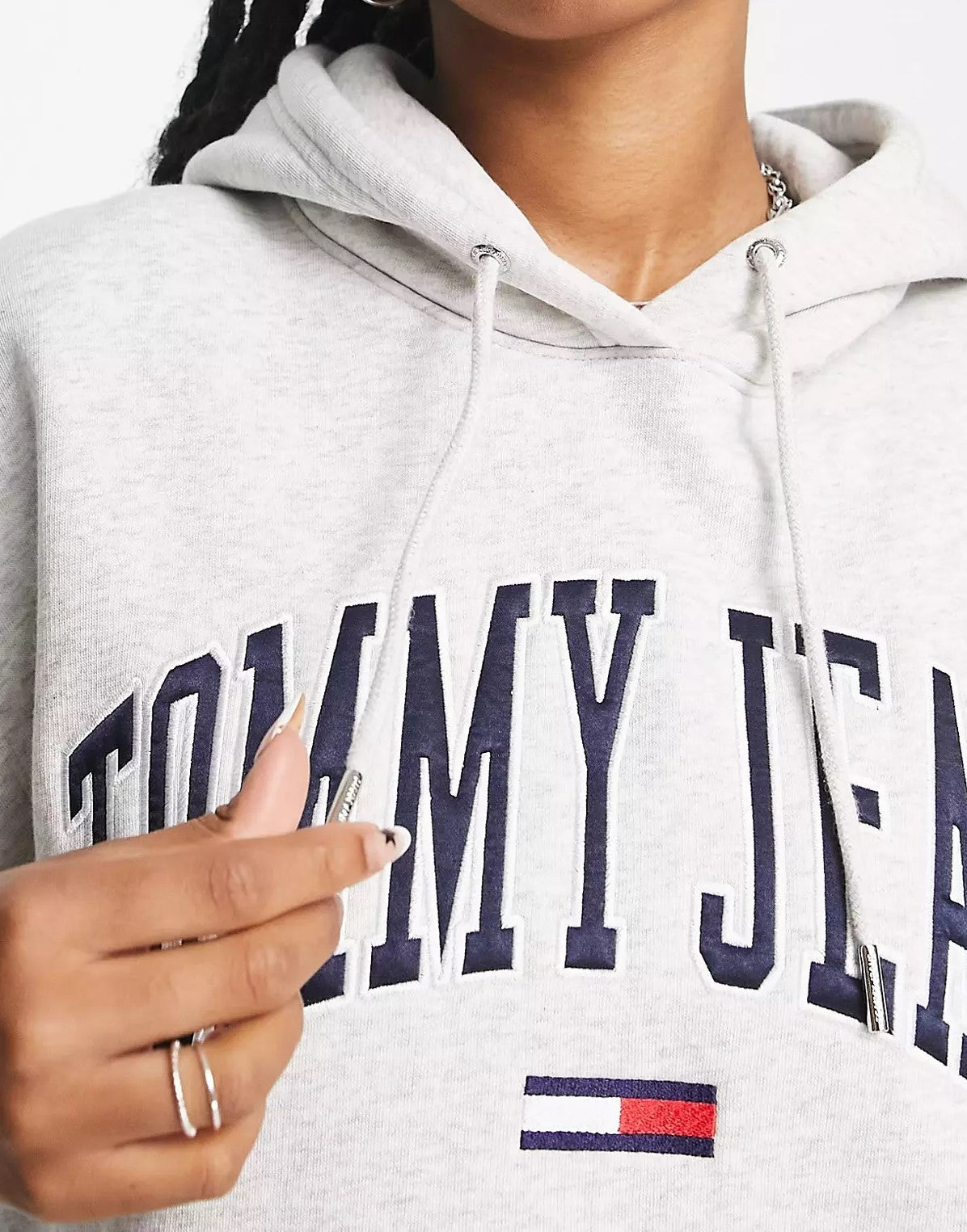 Tommy Jeans Womens Oversized Collegiate Logo Vest Hoodie In Grey