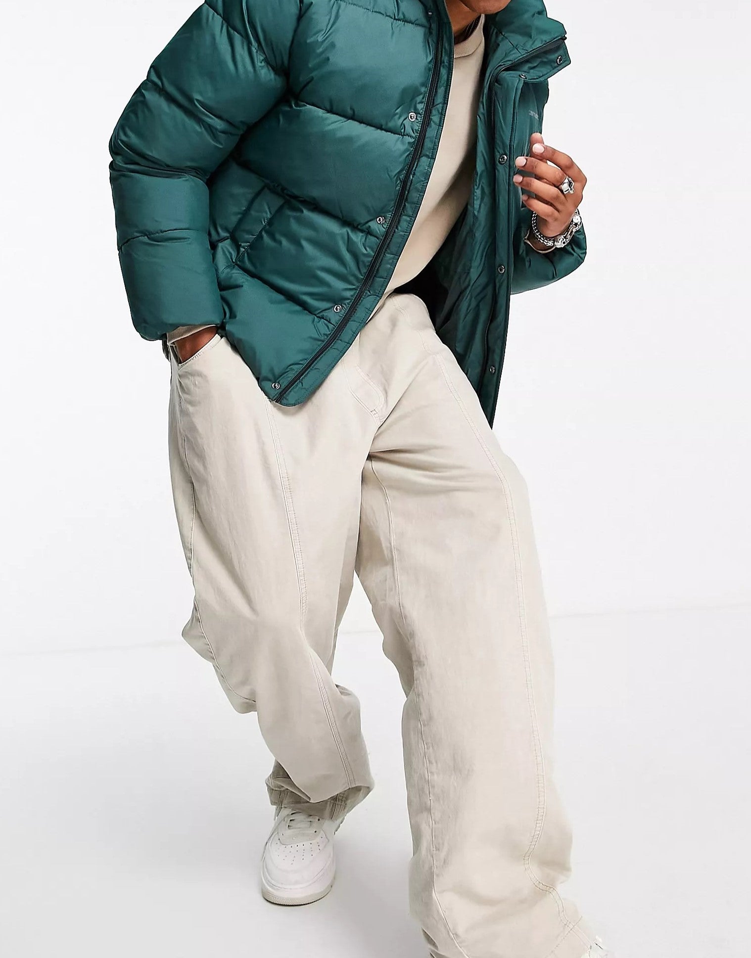 Mens puffer jacket on sale green