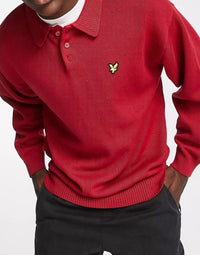 Lyle & Scott Mens Vintage Long Sleeve Polo Shirt In Red