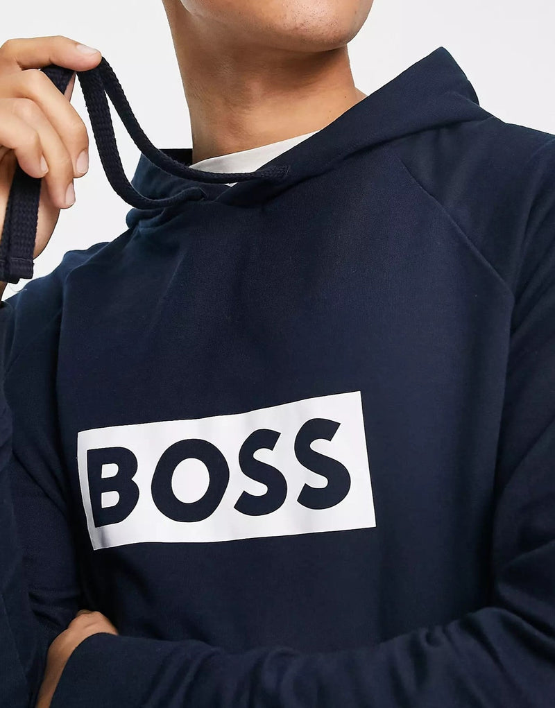 Boss Mens Bodywear Logo Lounge Hoodie In Navy